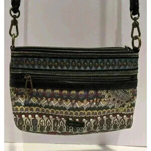 Sakroots Crossbody Bag Multicolour Braided Strap Zipper Purse